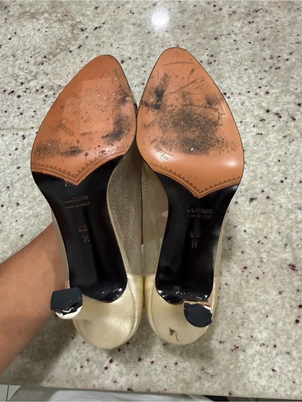Vintage Saint Laurent Gold Heels Sz 6.5 - Picture 5 of 6